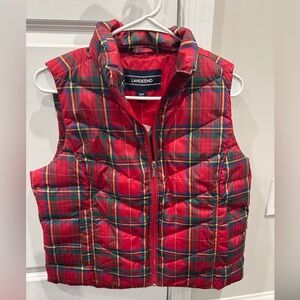 Lands’ End Plaid Down Vest